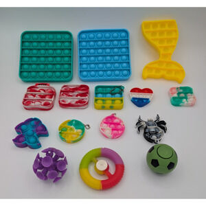 Sensory Fidget Toy Lot 15 oz – 12 Pop Its 2 Spinners + Bonus Sensory Toy Bundle